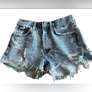 AGOLDE Parker Light Wash Distressed Ripped Denim Shorts Size 25 Inseam: 2.5”